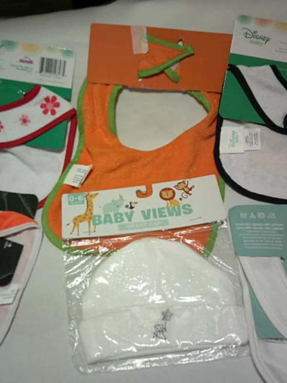 NEW LOT DISNEY MINNIE & MICKEY MOUSE & PUMPKIN BABY BIBS w/ TEDDY BEAR SET 👶